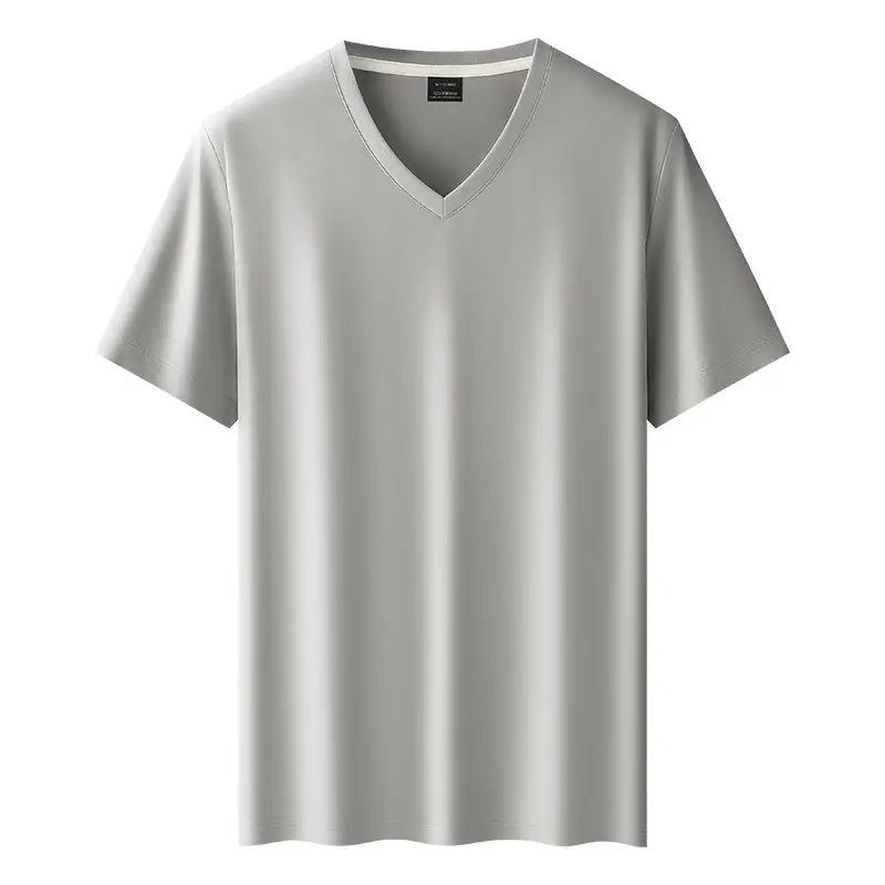 80S V-Neck Mercerized Cotton T-Shirt for Men
