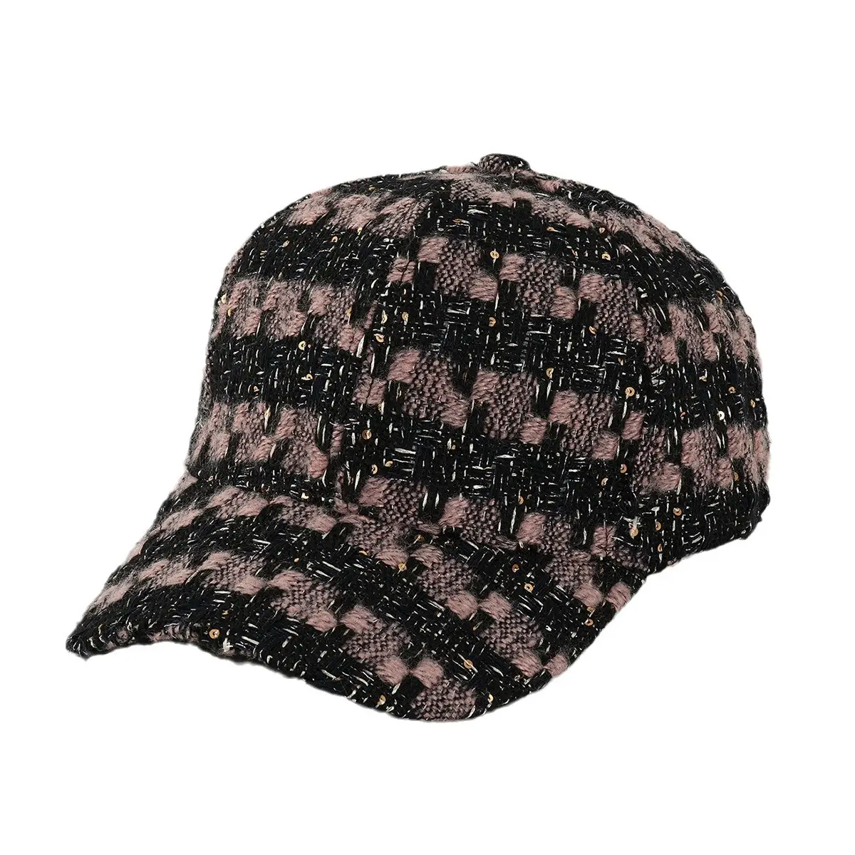 Korean-style Plaid Warm Baseball Cap for Men Women Winter Outdoor