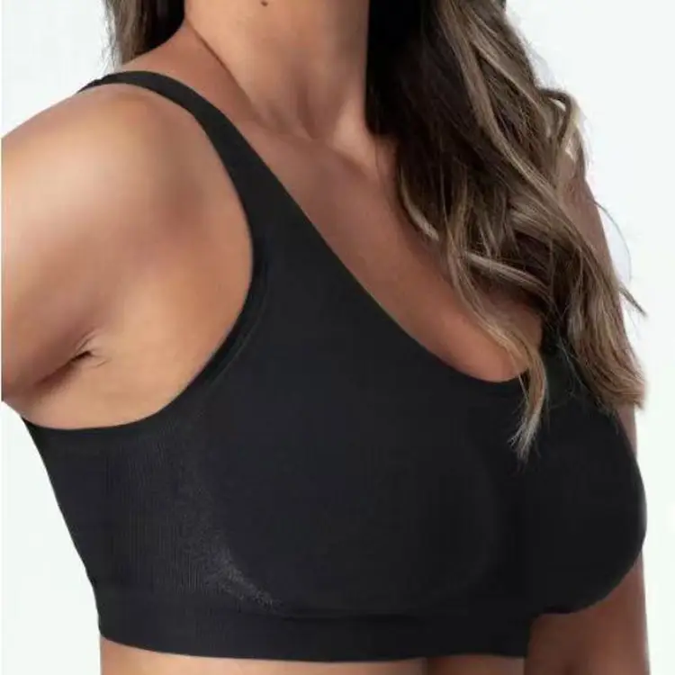 Black Silk V-Neck Bra for Women, No Steel Ring, Big Chest, No Trace — feature 8