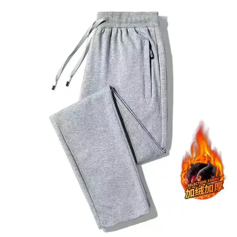 Men's Grey Fleece Loose Fit Pants Winter - Image 3