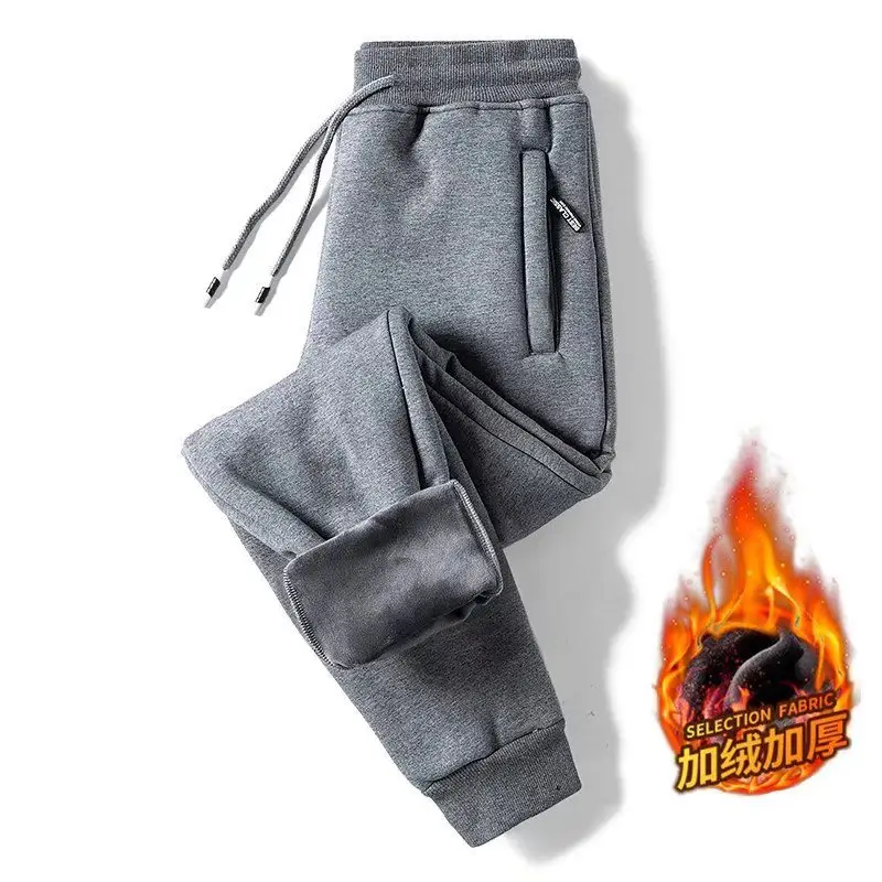 Men's Grey Fleece Loose Fit Pants Winter - Image 5