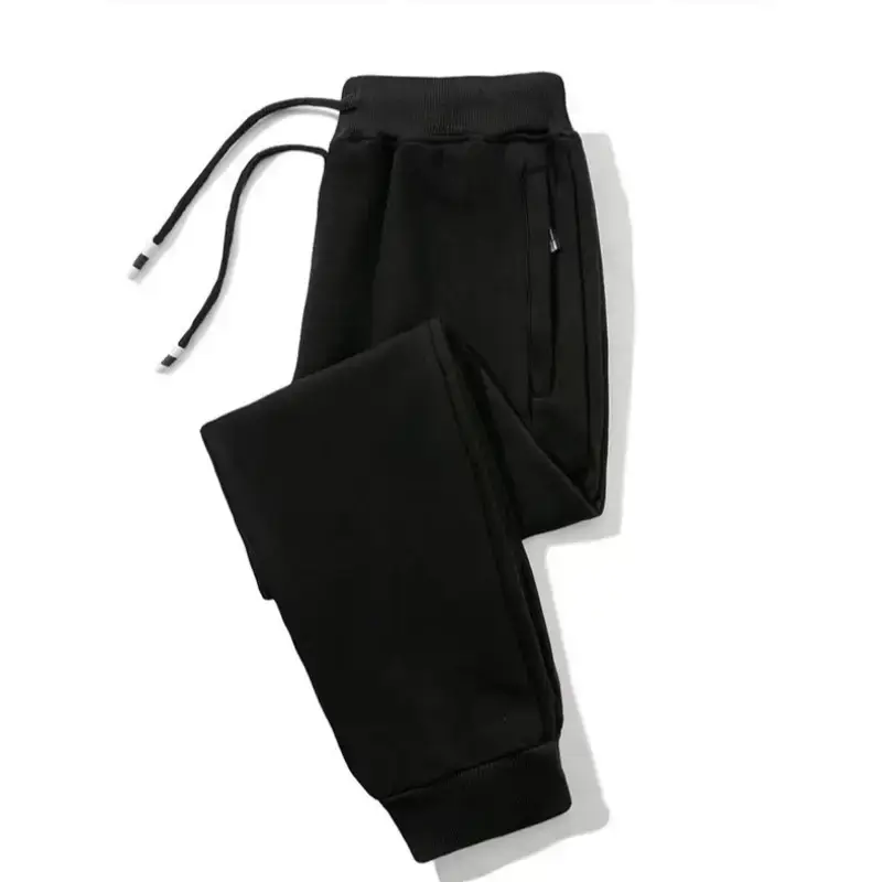 Men Fleece Lined Sweatpants Grey Zipper Plus - Image 10