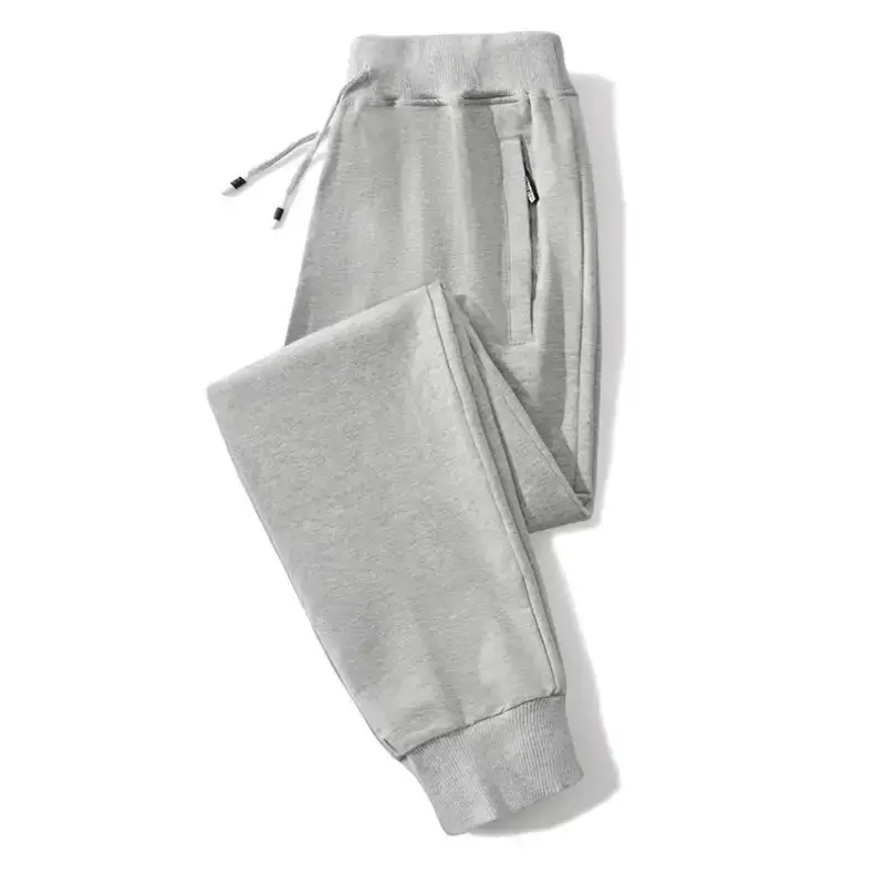 Men Fleece Lined Sweatpants Grey Zipper Plus - Image 12