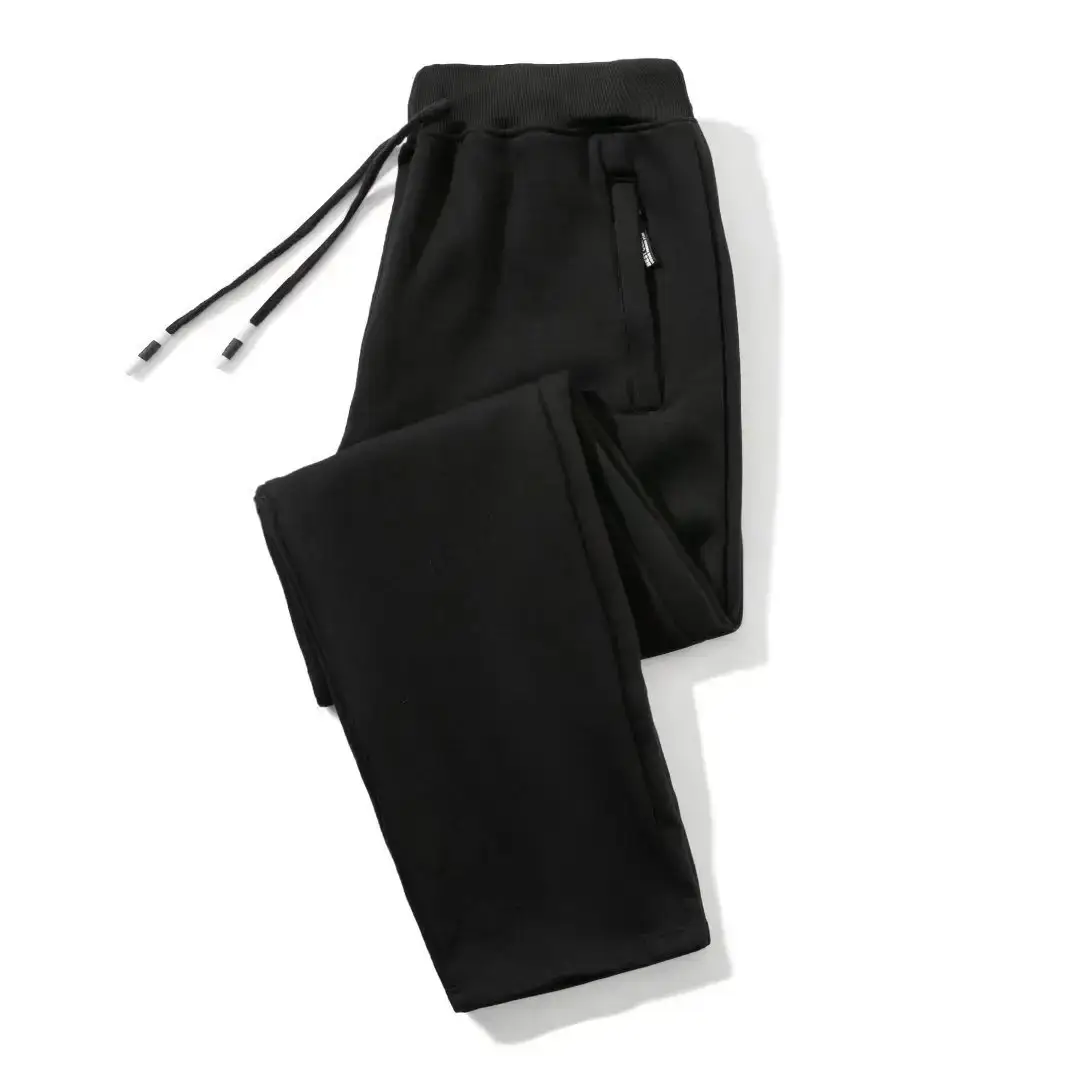 Men Fleece Lined Sweatpants Grey Zipper Plus - Image 7