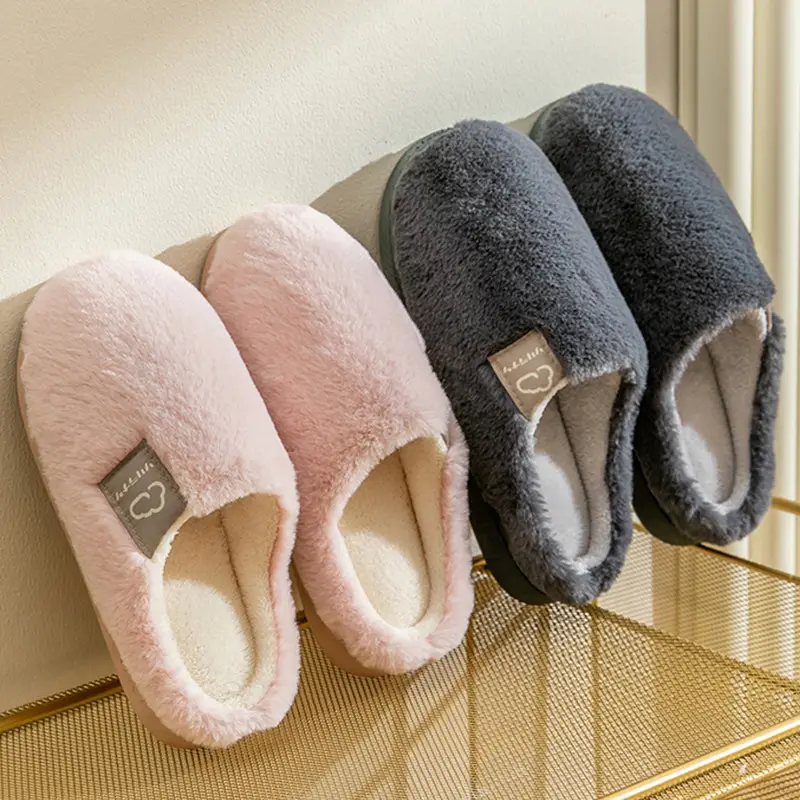 Cotton Slippers Yellow Winter Home Warm Couple's Winter Fur Plush Men - Image 3