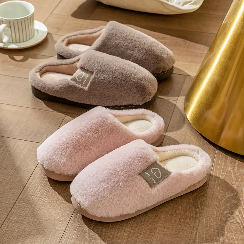Cotton Slippers Yellow Winter Home Warm Couple's Winter Fur Plush Men - Image 4
