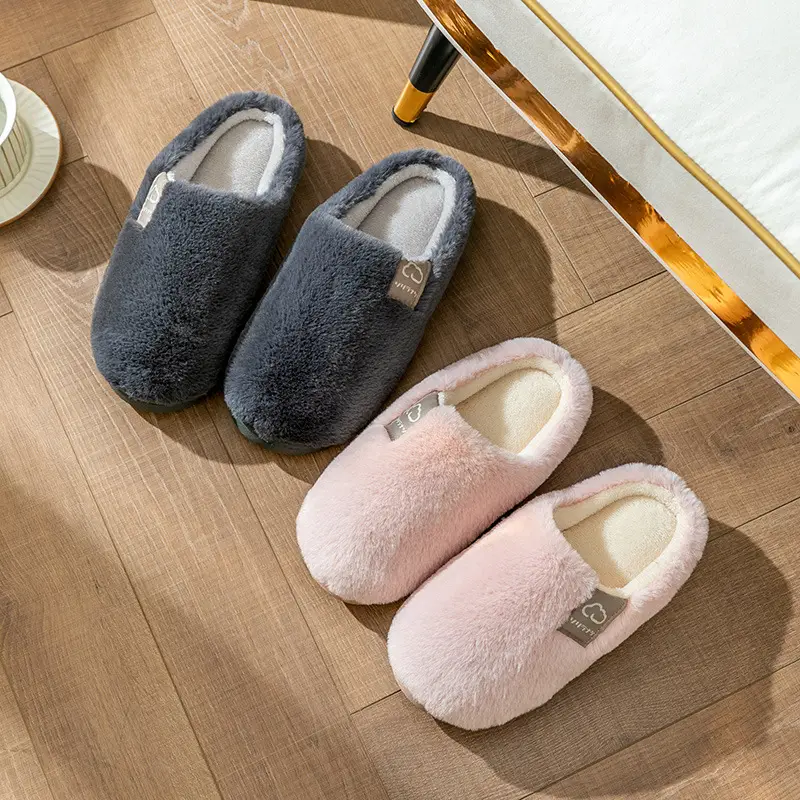 Cotton Slippers Yellow Winter Home Warm Couple's Winter Fur Plush Men - Image 5