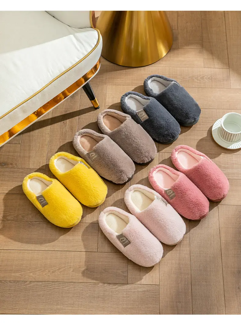 Cotton Slippers Yellow Winter Home Warm Couple's Winter Fur Plush Men — feature 19