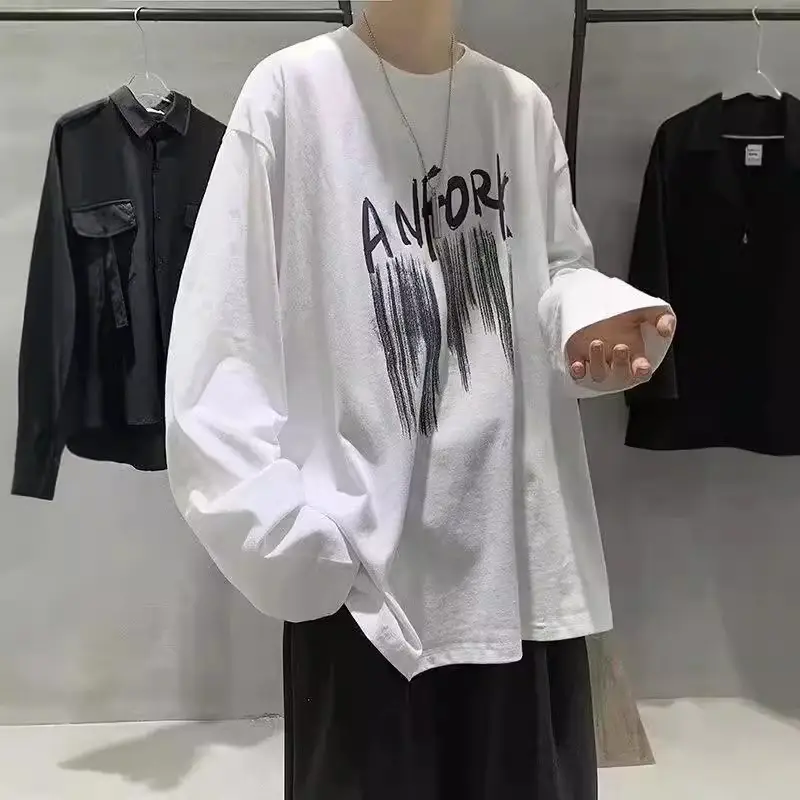 Men Printed Long Sleeve T-Shirt White 2024 - Image 6
