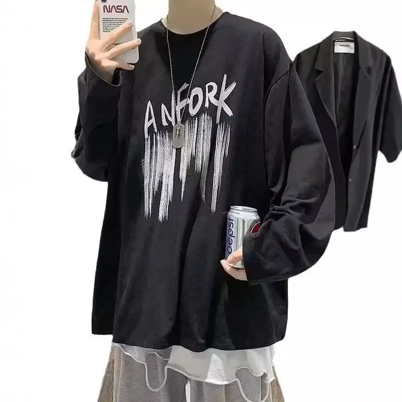 Men Printed Long Sleeve T-Shirt White 2024 - Image 9
