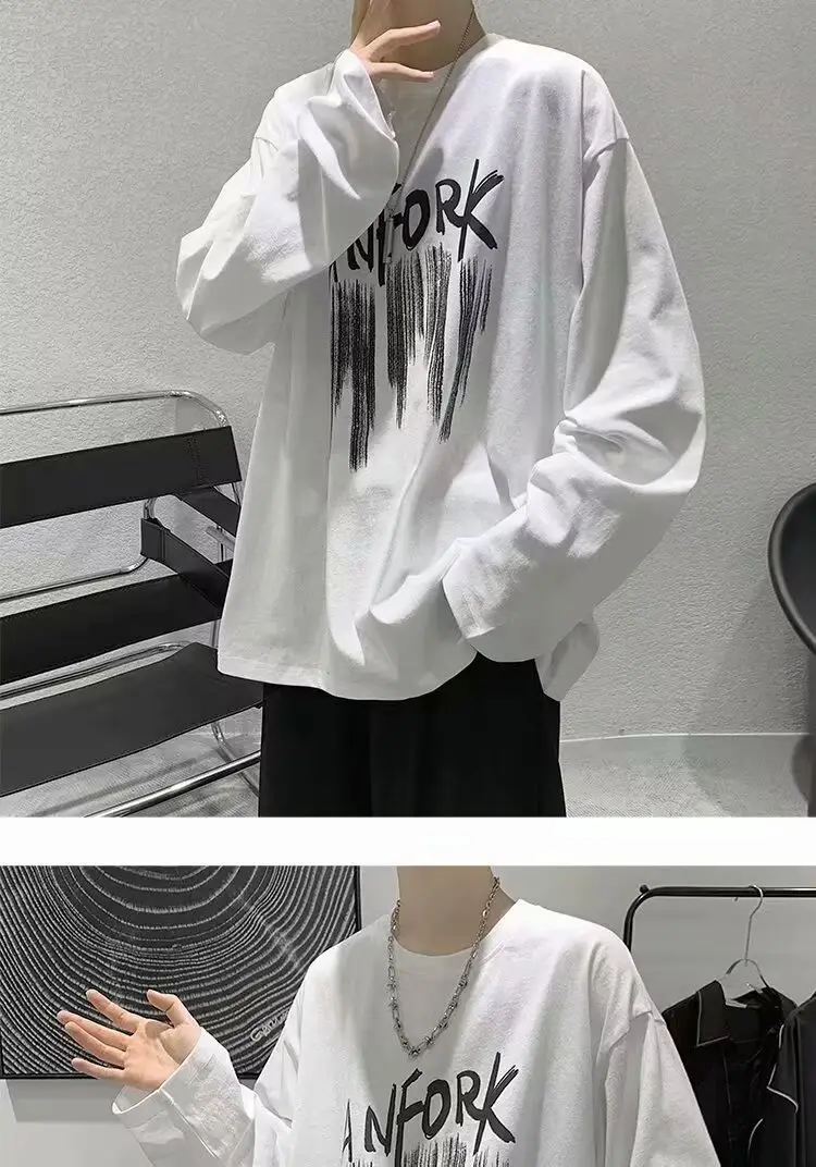 Men Printed Long Sleeve T-Shirt White 2024 — feature 12