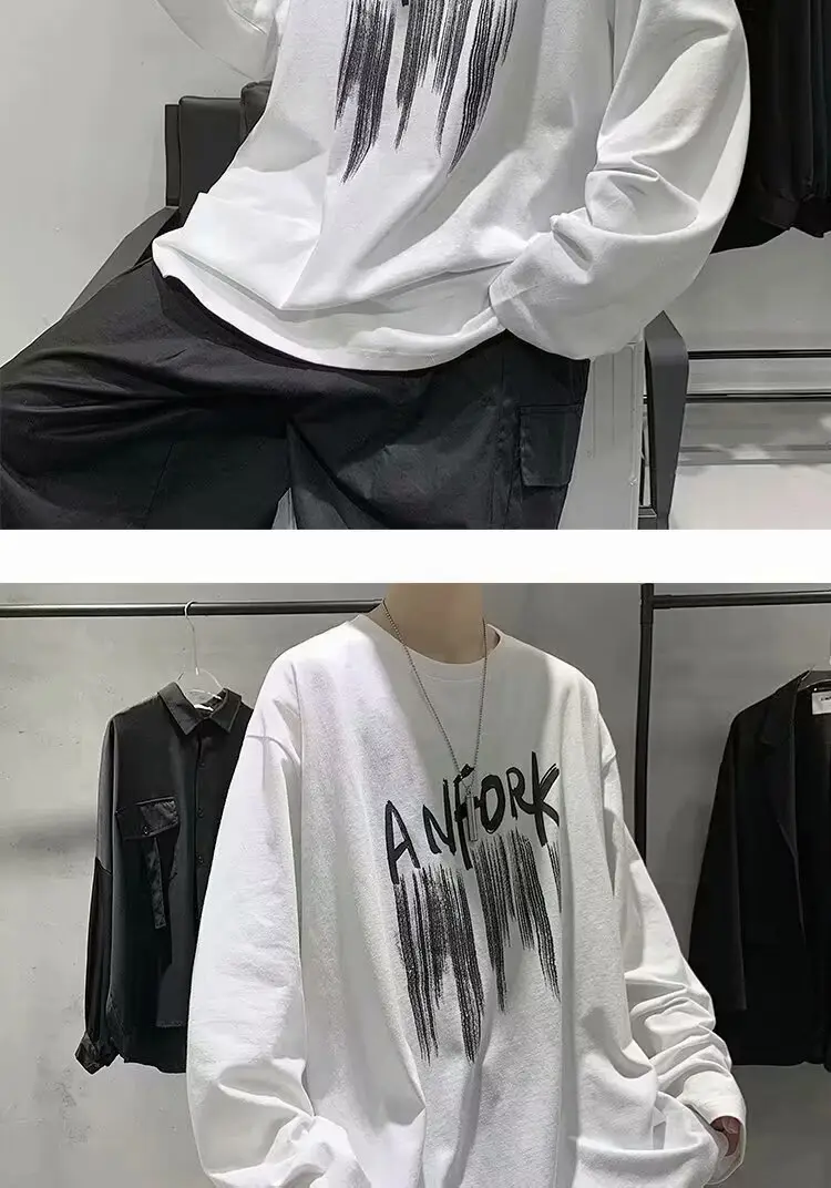 Men Printed Long Sleeve T-Shirt White 2024 — feature 13