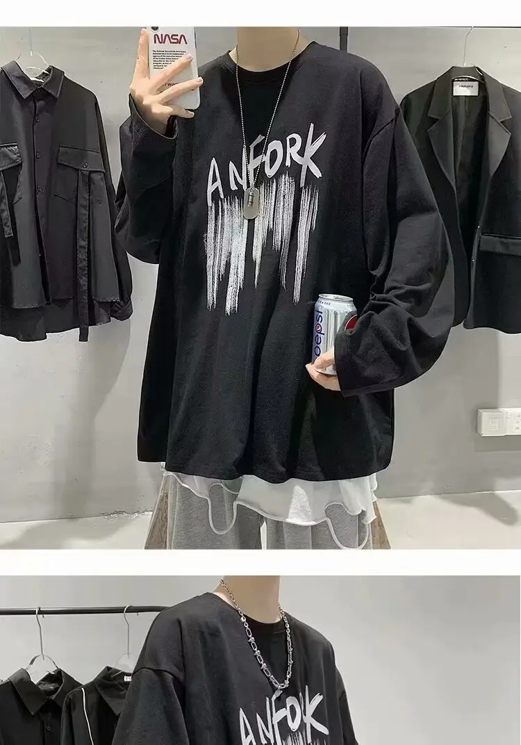Men Printed Long Sleeve T-Shirt White 2024 — feature 15