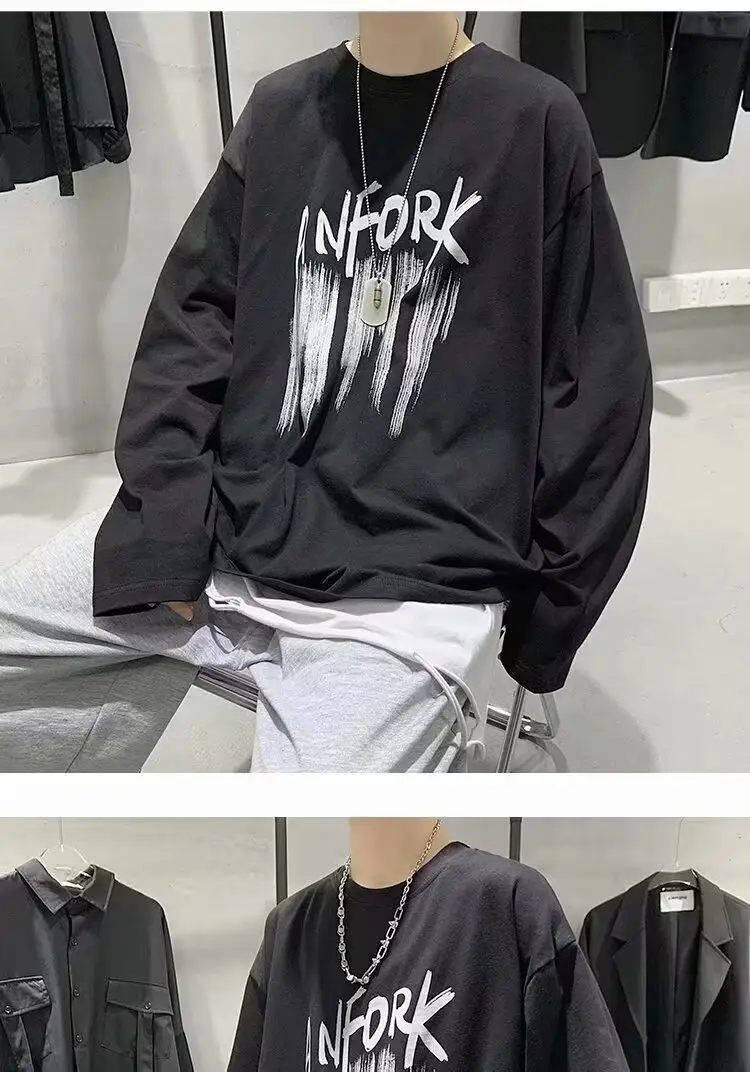 Men Printed Long Sleeve T-Shirt White 2024 — feature 18