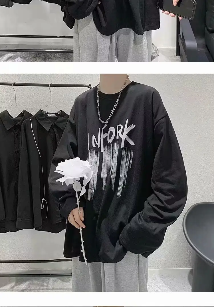 Men Printed Long Sleeve T-Shirt White 2024 — feature 20