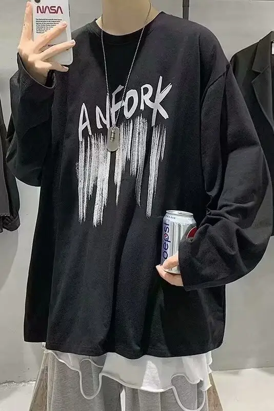 Men Printed Long Sleeve T-Shirt White 2024 — feature 5