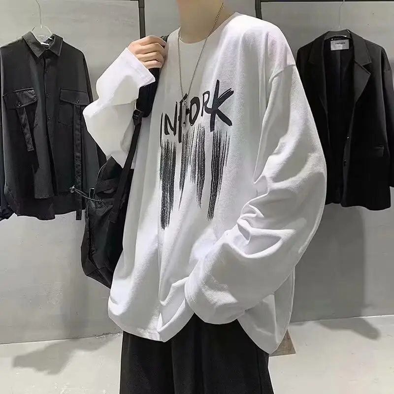 Men Printed Long Sleeve T-Shirt White 2024 — feature 8