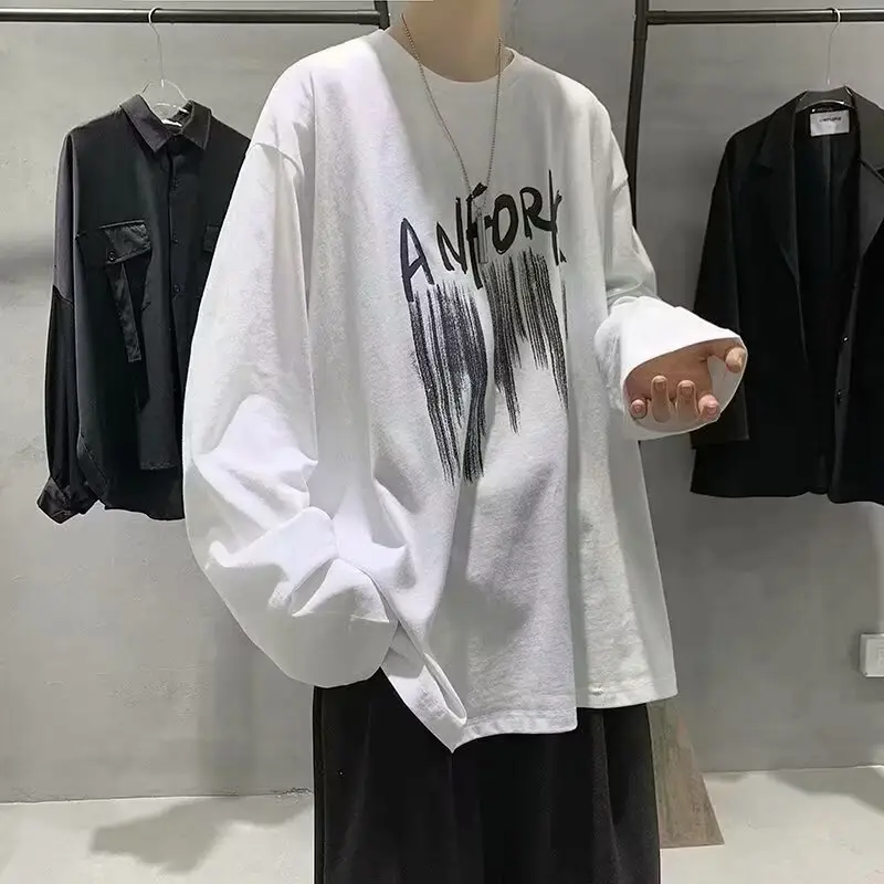 Men Printed Long Sleeve T-Shirt White 2024 — feature 9