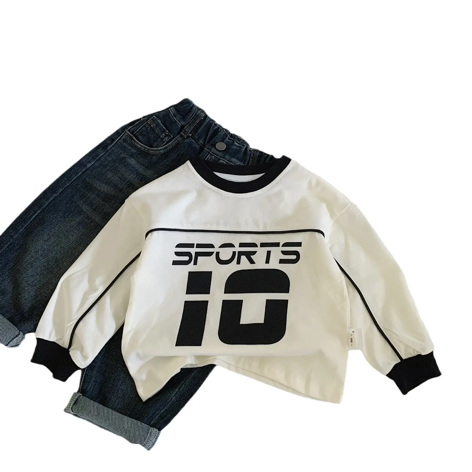 Kids Sports T-Shirt White Black 10 Size Casual Korean Style