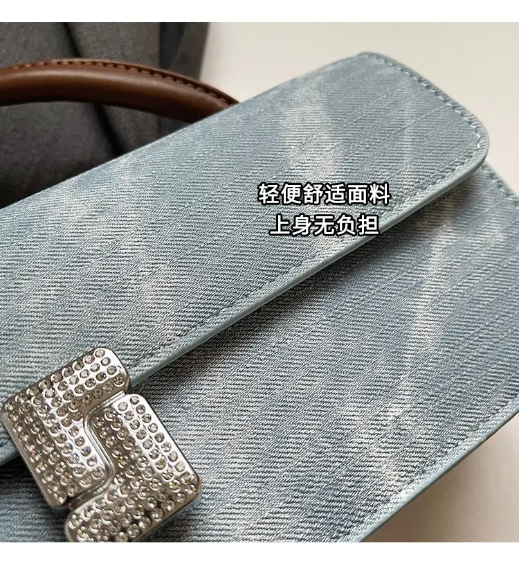 French Niche Women's Blue Velvet Shoulder Bag with Bow — feature 4