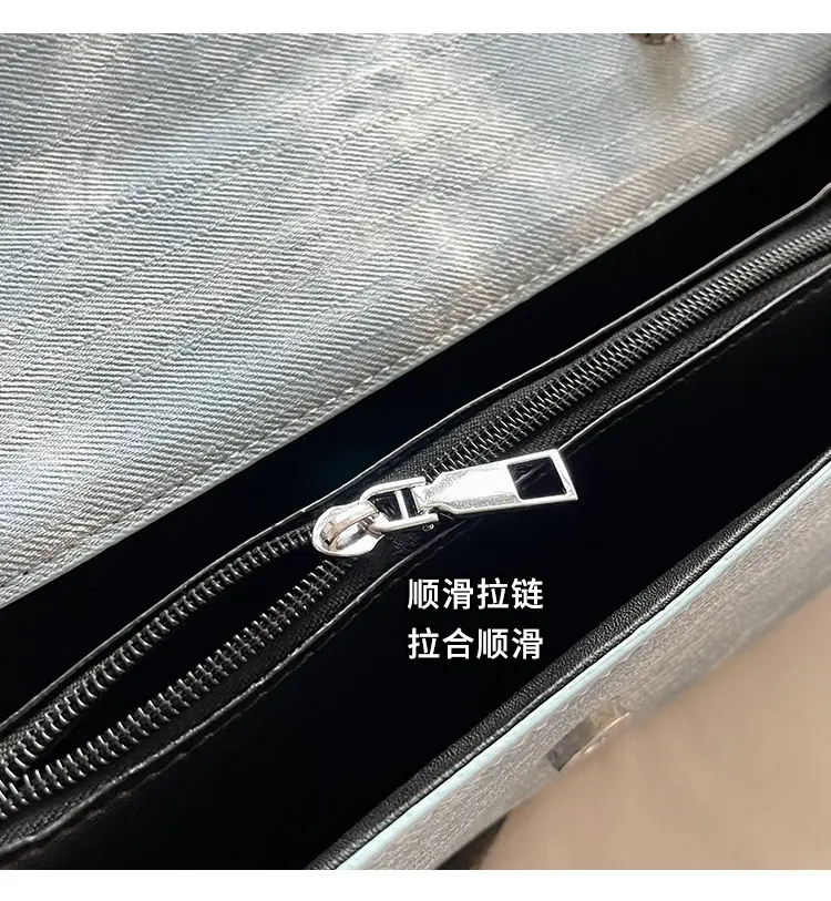 French Niche Women's Blue Velvet Shoulder Bag with Bow — feature 5