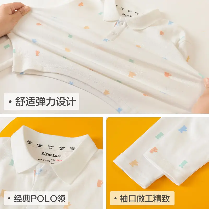 Boys Pure Cotton Polo Shirt Long Sleeve Spring Autumn - Image 4