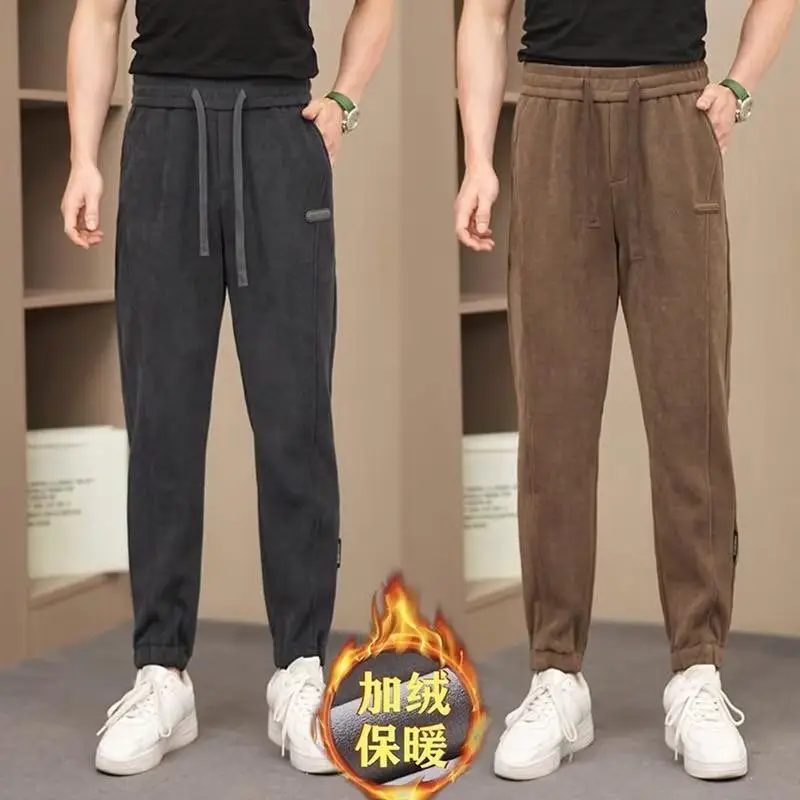 Winter Fleece Lined Grey Sweatpants for Men - Image 4
