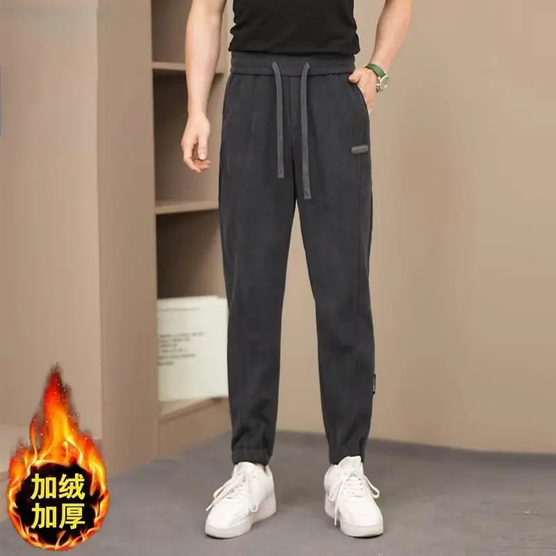 Winter Fleece Lined Grey Sweatpants for Men - Image 5
