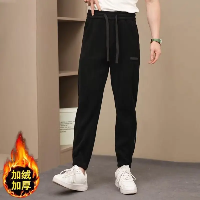 Winter Fleece Lined Grey Sweatpants for Men - Image 7