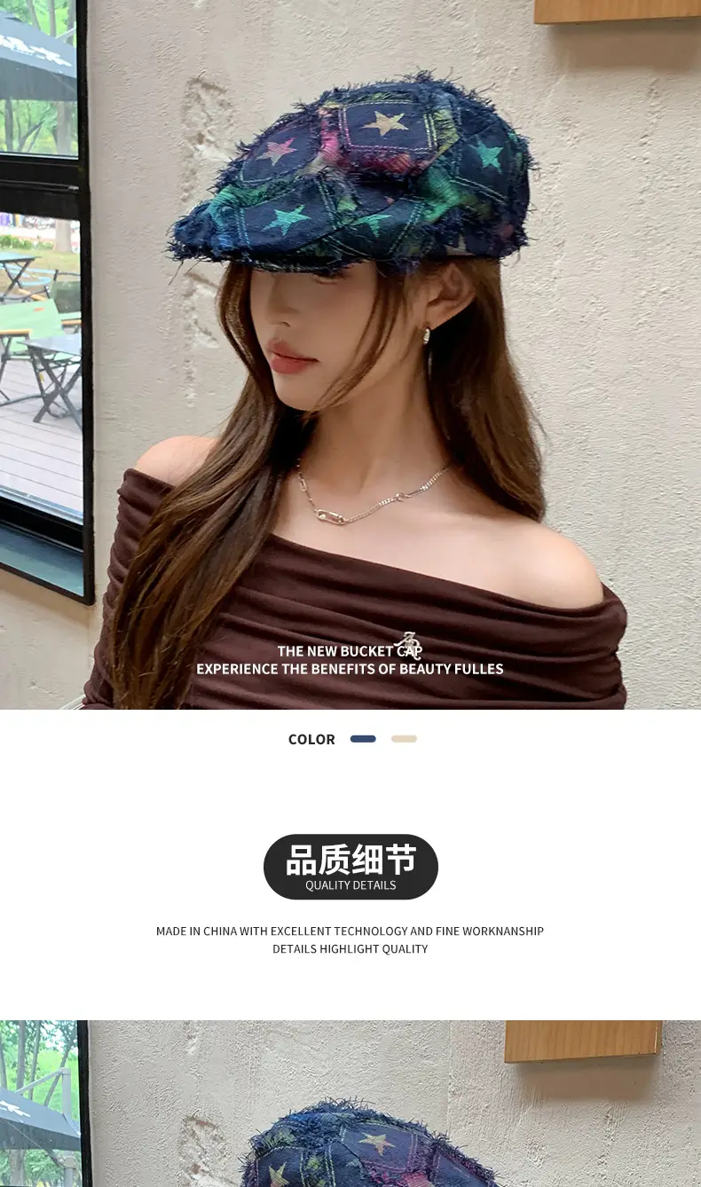 Women's Star Embroidered Duck Tongue Hat — feature 5