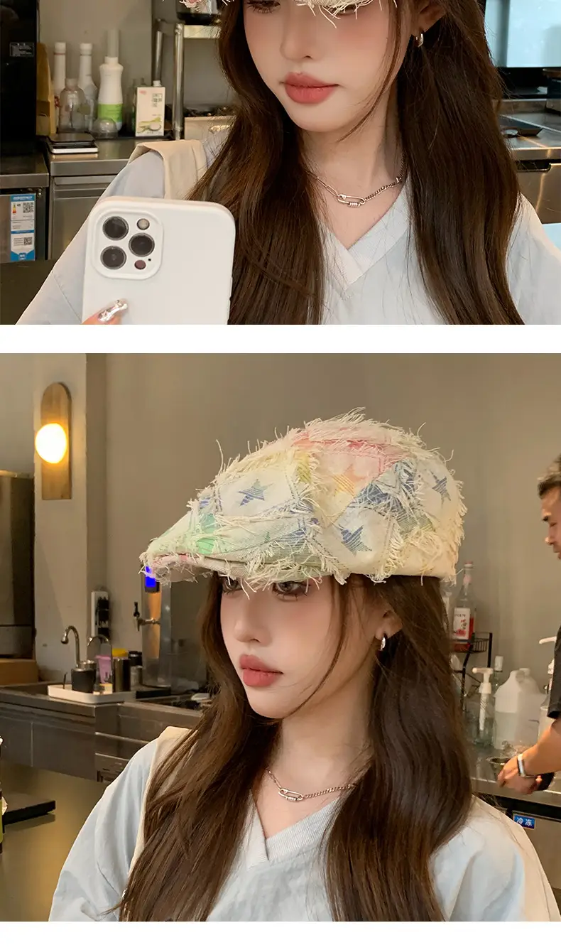 Women's Star Embroidered Duck Tongue Hat — feature 8