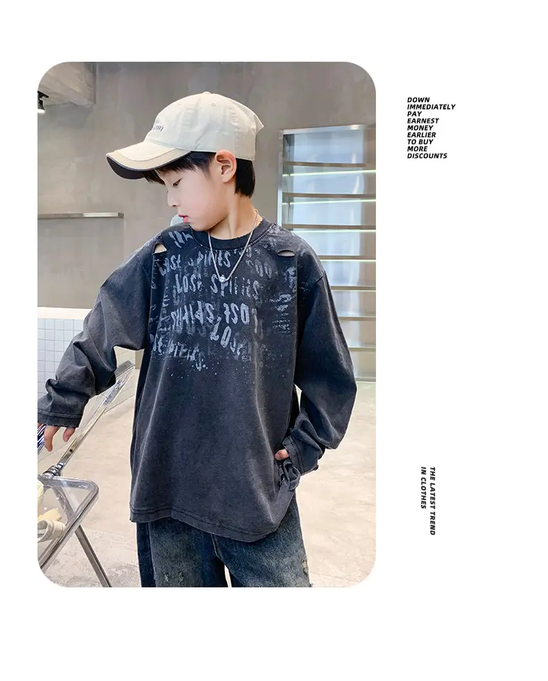 New Boys' Long Sleeve Printed T-Shirt Medium to XL — feature 14