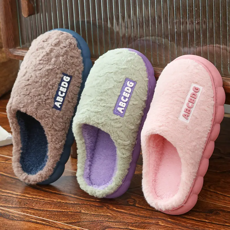 in stock cotton slippers women's household autumn and winter indoor warm home shoes lovers slippers men's winter home shoes wholesale