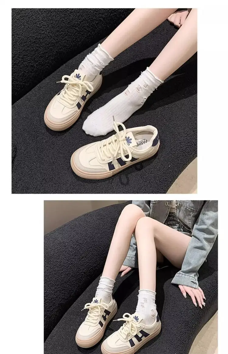 Women's White Thick Leather Sneakers with H Logo — feature 9