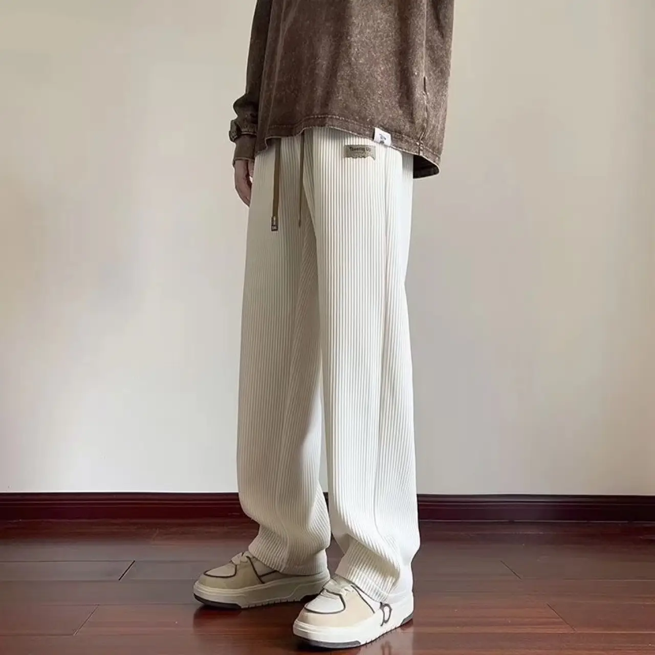 Men's 2024 Loose Wide-leg Corduroy Pants Black - Image 7