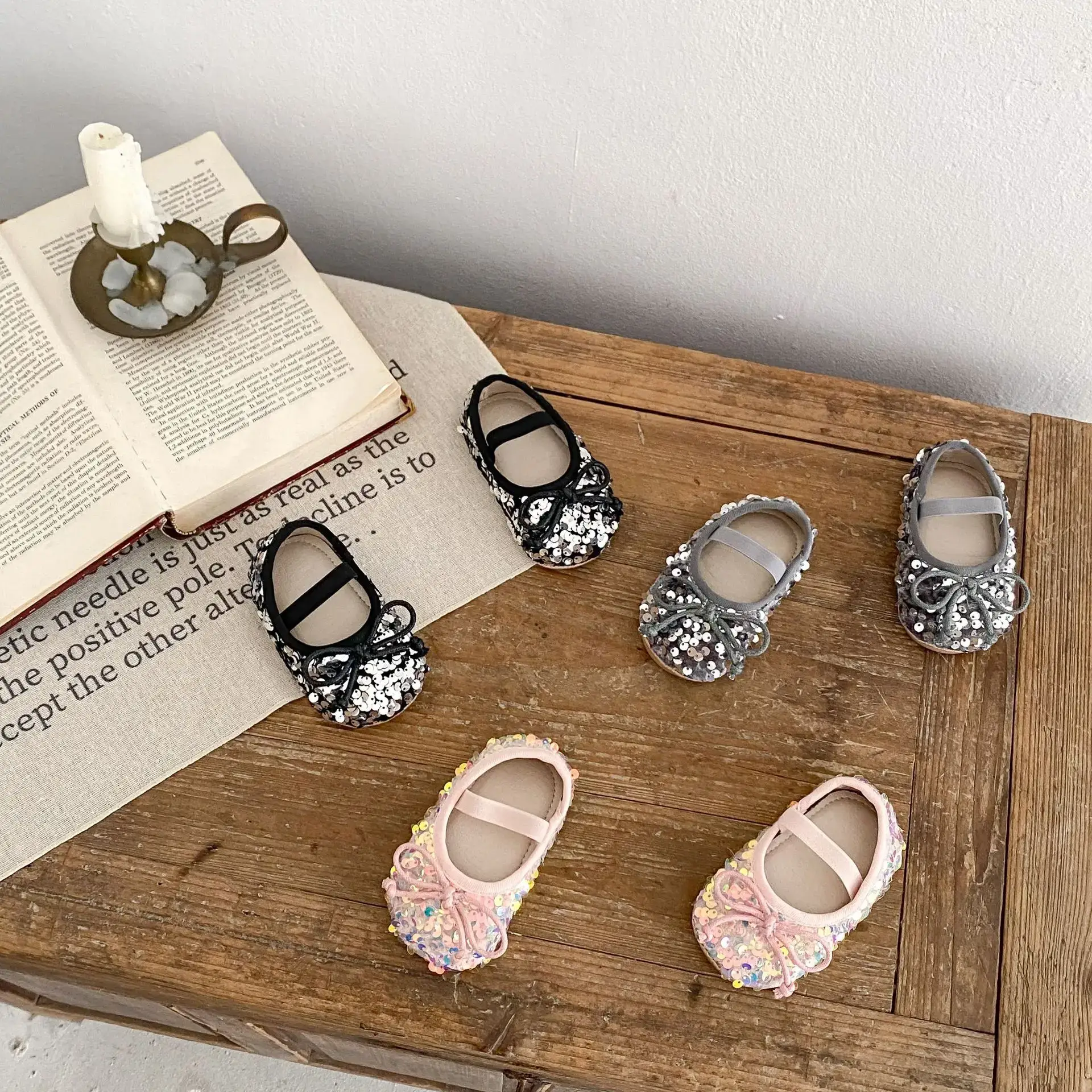 2025 Girls Sequin Baby Shoes Silver 0-2Yrs
