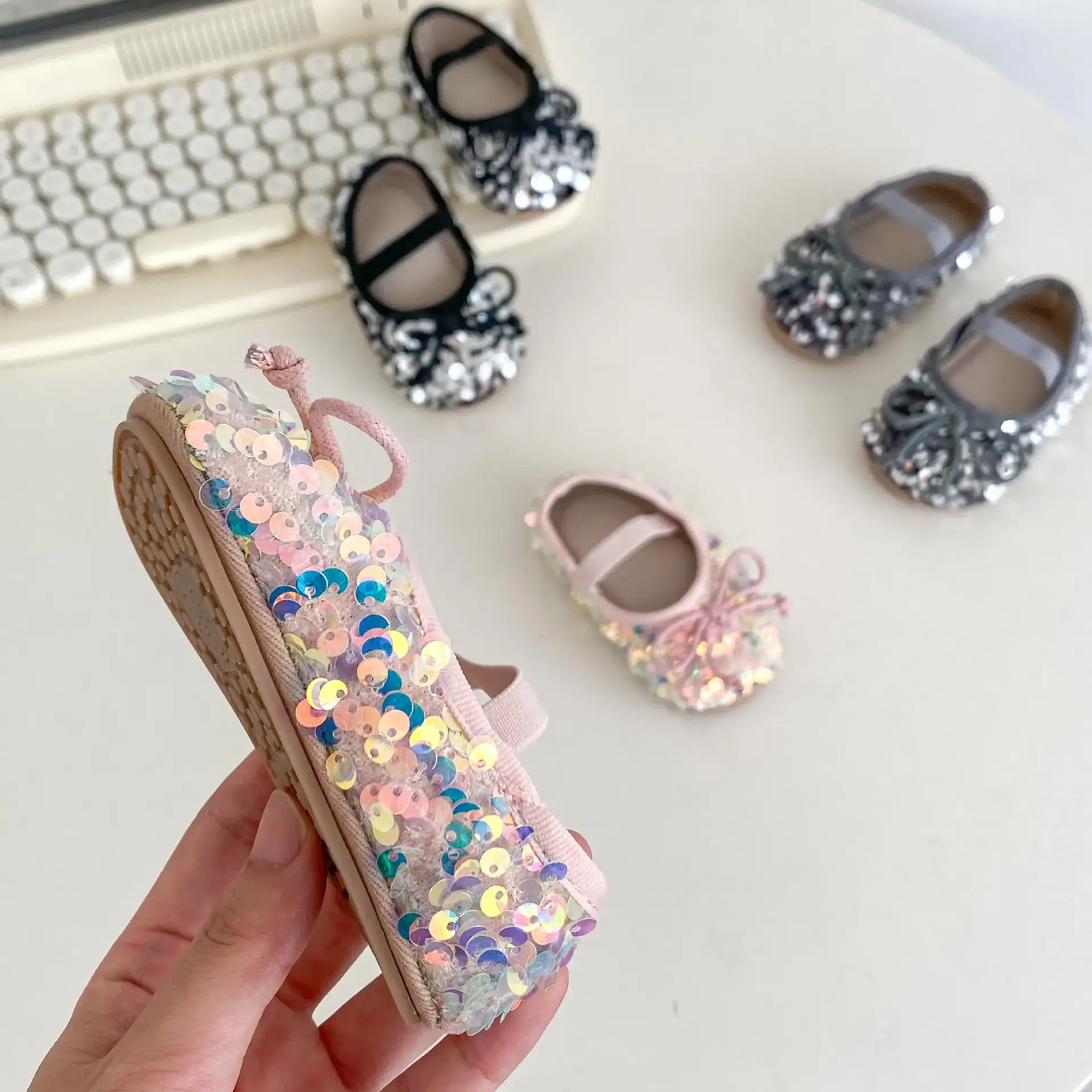 2025 Girls Sequin Baby Shoes Silver 0-2Yrs — feature 12