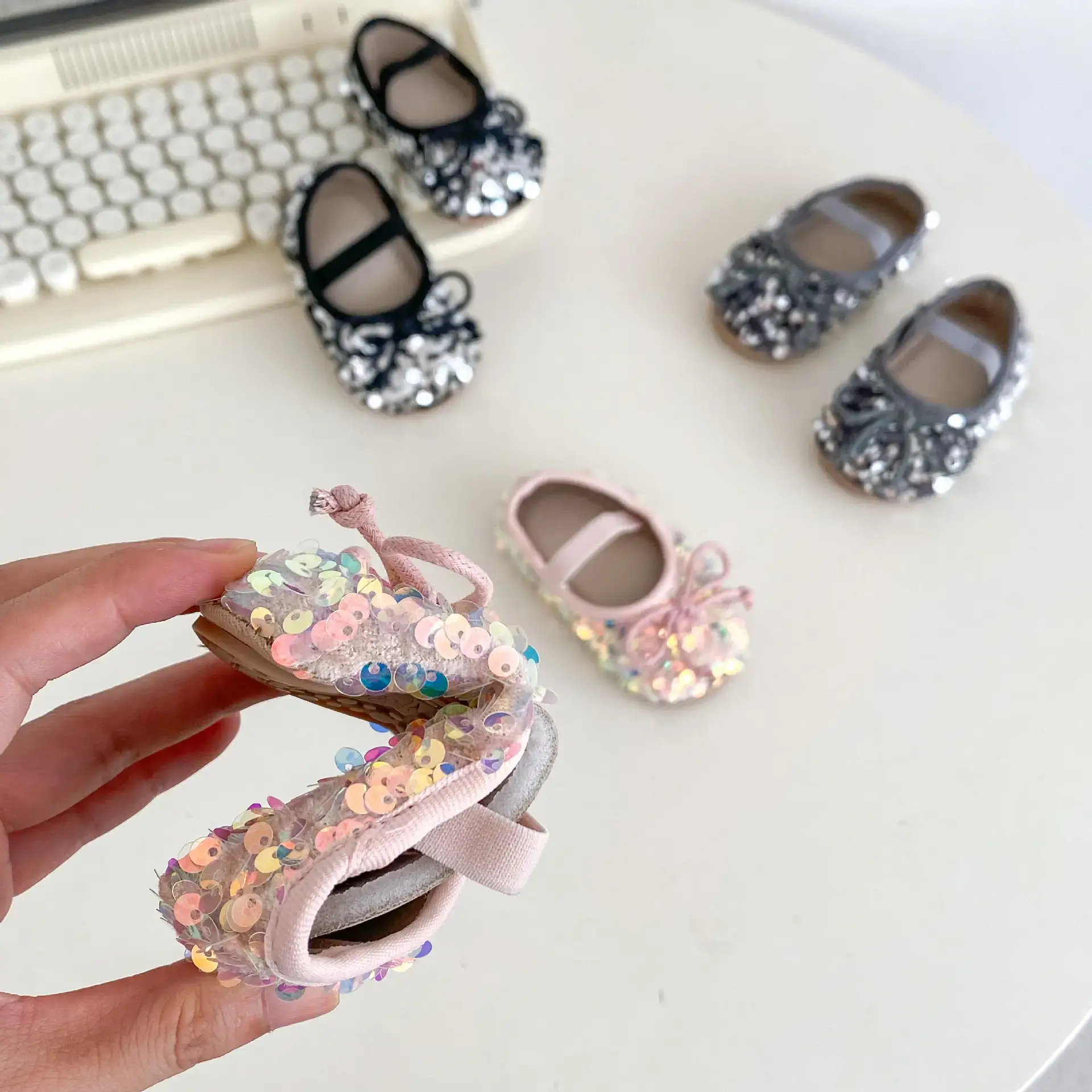 2025 Girls Sequin Baby Shoes Silver 0-2Yrs — feature 13