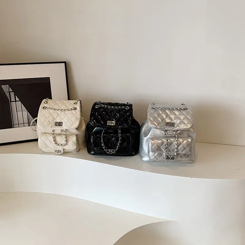 Women's Crossbody Bag Set of 3 with Chain & Textured Design - Image 7