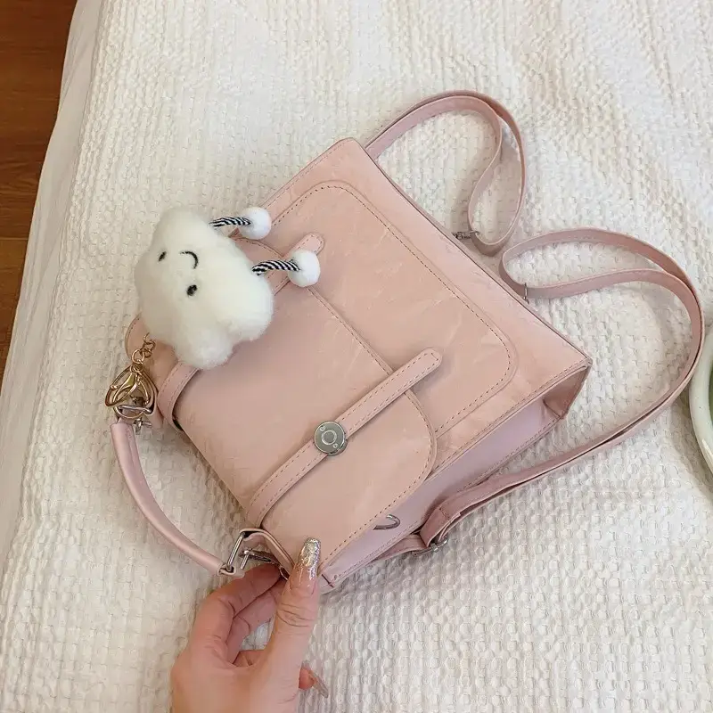 Cute Cloud Keychain Shoulder Bag Cream White