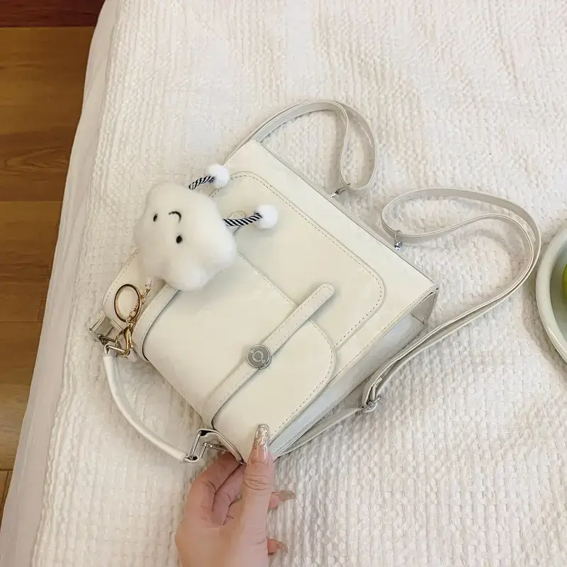 Cute Cloud Keychain Shoulder Bag Cream White
