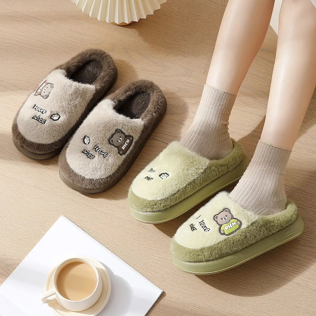 Cotton Slippers Men's Winter New Couple Indoor Home Non-slip Thick Bottom Warm Plush Cute Cartoon Cotton Slippers Women's Winter - Image 17