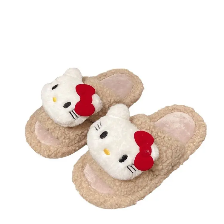 Hello Kitty Cartoon Cat Slippers Pink Warm Women's - Image 7