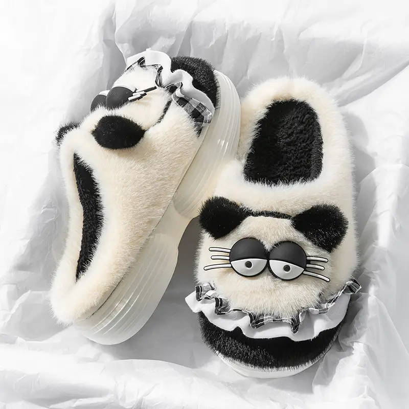 Cute Cartoon Cotton Slippers for Women in Autumn and Winter Indoor Home Non-Slip Warm Fleece-Lined Thickeneded Plush Kitten Cotton Slippers - Image 20