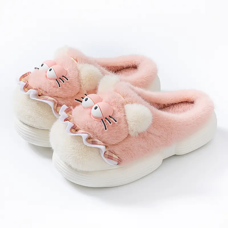 Cute Cartoon Cotton Slippers for Women in Autumn and Winter Indoor Home Non-Slip Warm Fleece-Lined Thickeneded Plush Kitten Cotton Slippers - Image 21