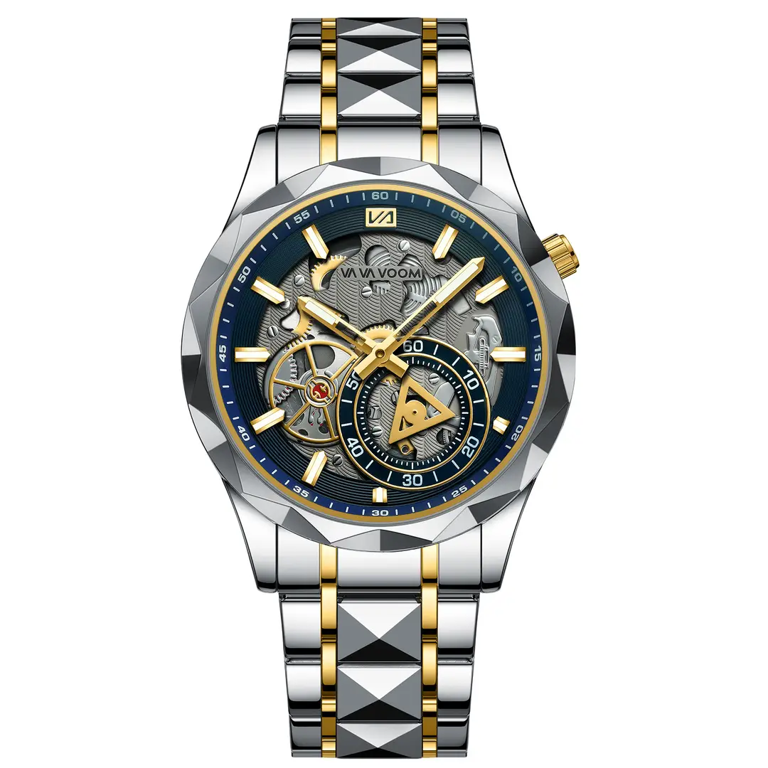 2025 New Cross-Border Stainless Steel Band Men's Watch Cut Out Watch European and American Business Simple Quartz Waterproof Watch - Image 4