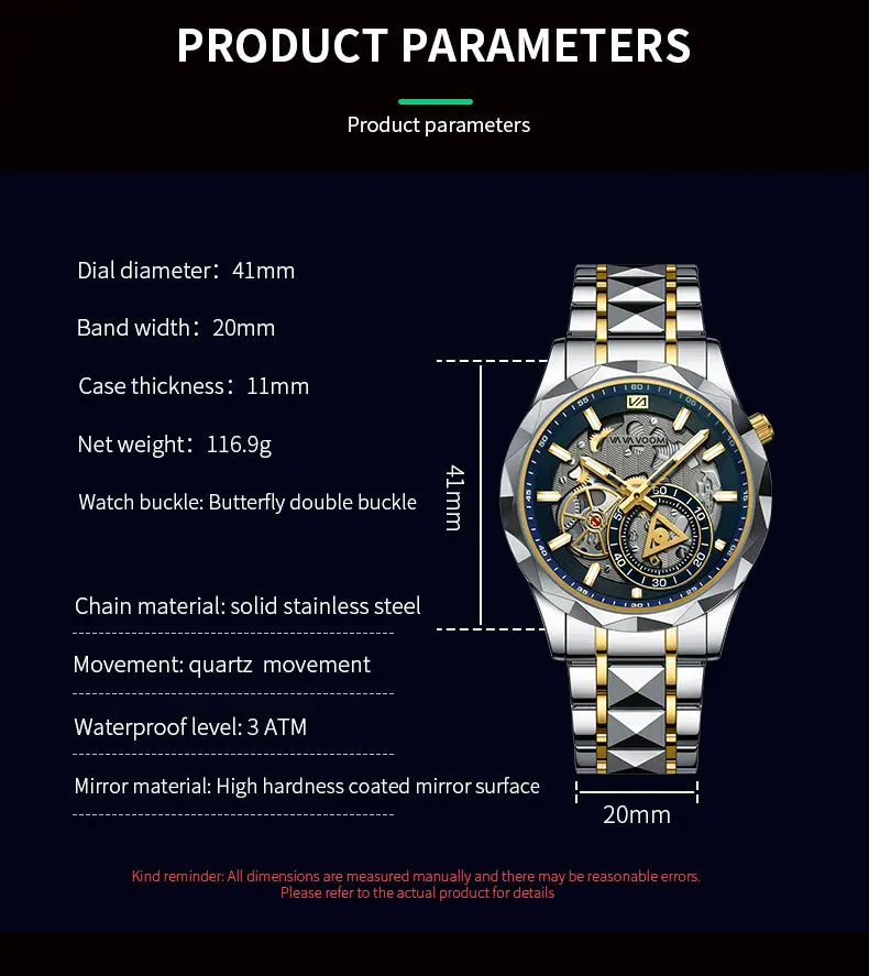 2025 New Cross-Border Stainless Steel Band Men's Watch Cut Out Watch European and American Business Simple Quartz Waterproof Watch — feature 16