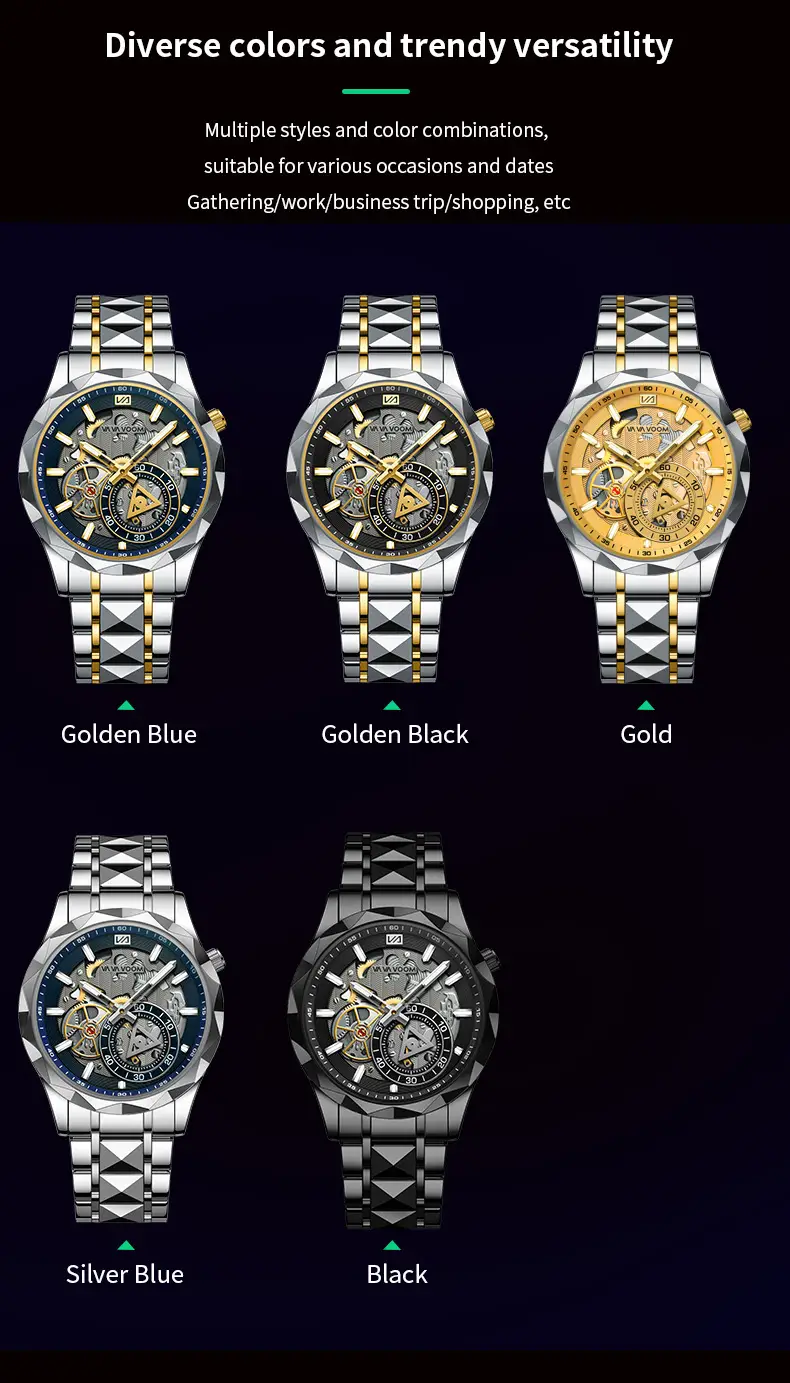 2025 New Cross-Border Stainless Steel Band Men's Watch Cut Out Watch European and American Business Simple Quartz Waterproof Watch — feature 17
