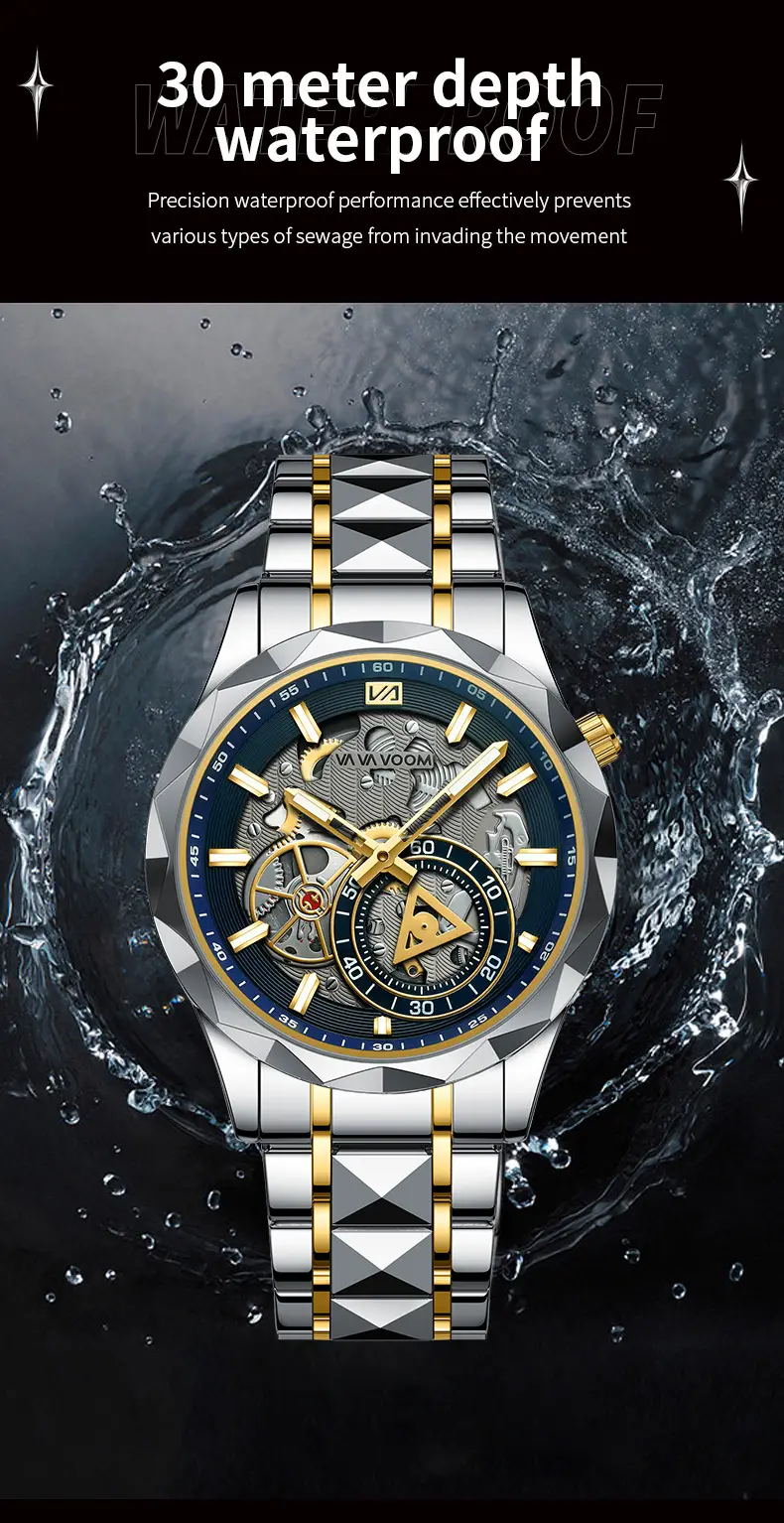 2025 New Cross-Border Stainless Steel Band Men's Watch Cut Out Watch European and American Business Simple Quartz Waterproof Watch — feature 20