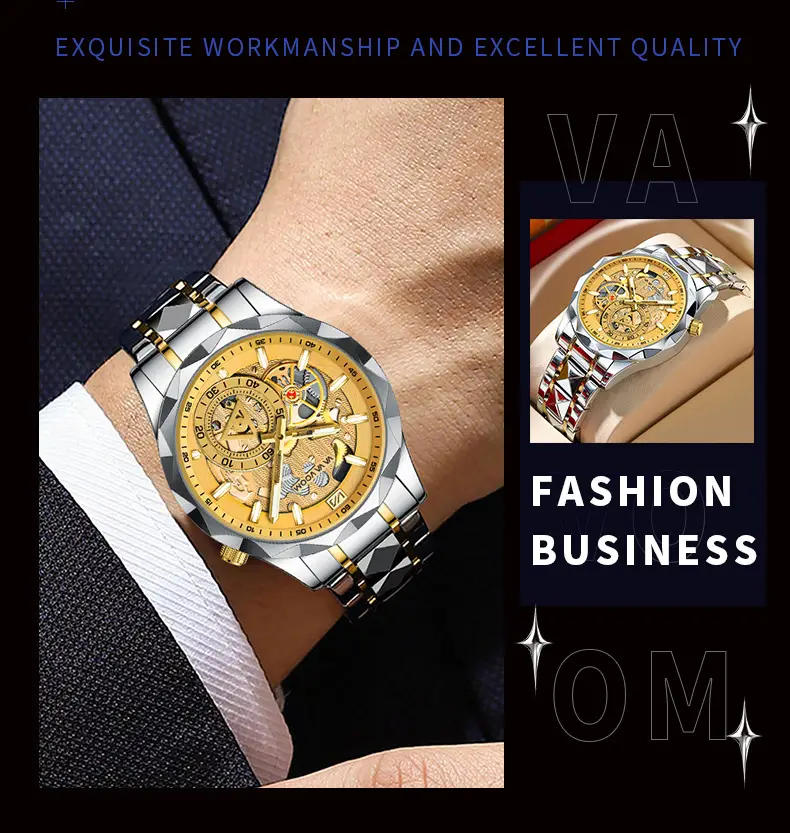 2025 New Cross-Border Stainless Steel Band Men's Watch Cut Out Watch European and American Business Simple Quartz Waterproof Watch — feature 22